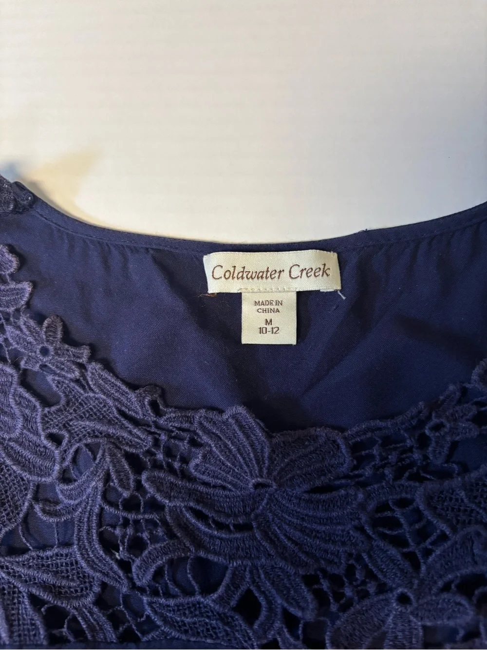 Coldwater Creek Navy Lace Yoke Sleeveless Tank - Picture 4 of 7